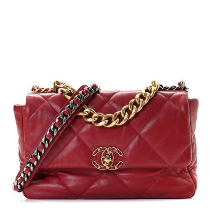 Chanel Lambskin Quilted Large Chanel 19 Flap Dark Pink 1 of 7