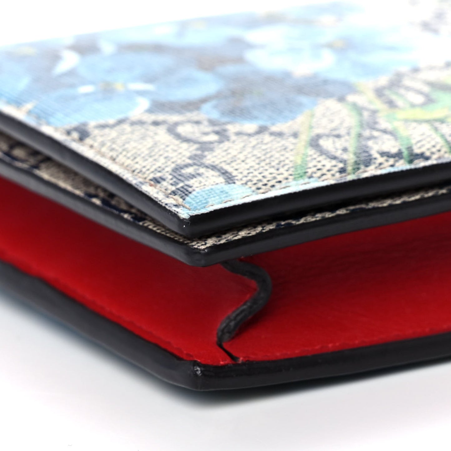 GG Supreme Monogram Blooms Chain Wallet Blue