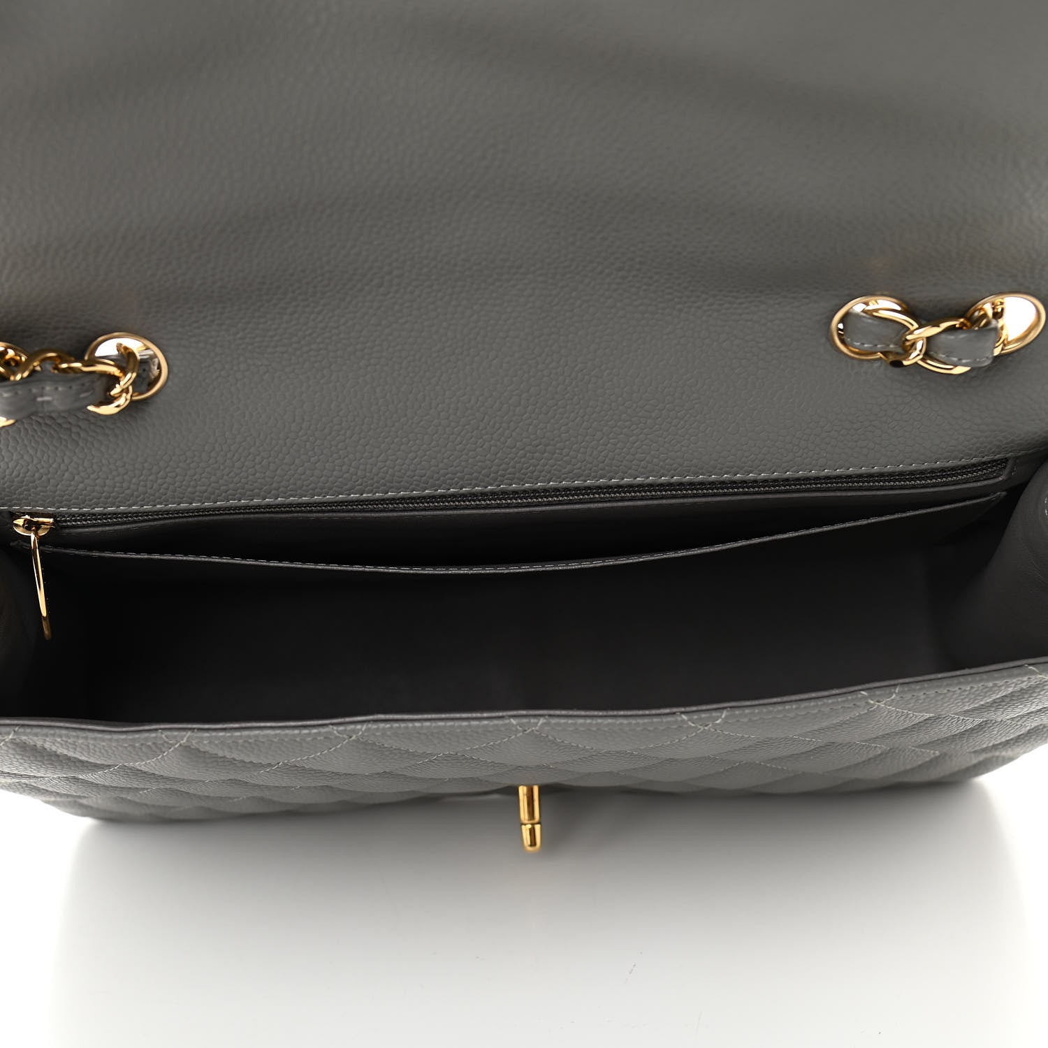Chanel Caviar Quilted Jumbo Single Flap Grey 5 of 10