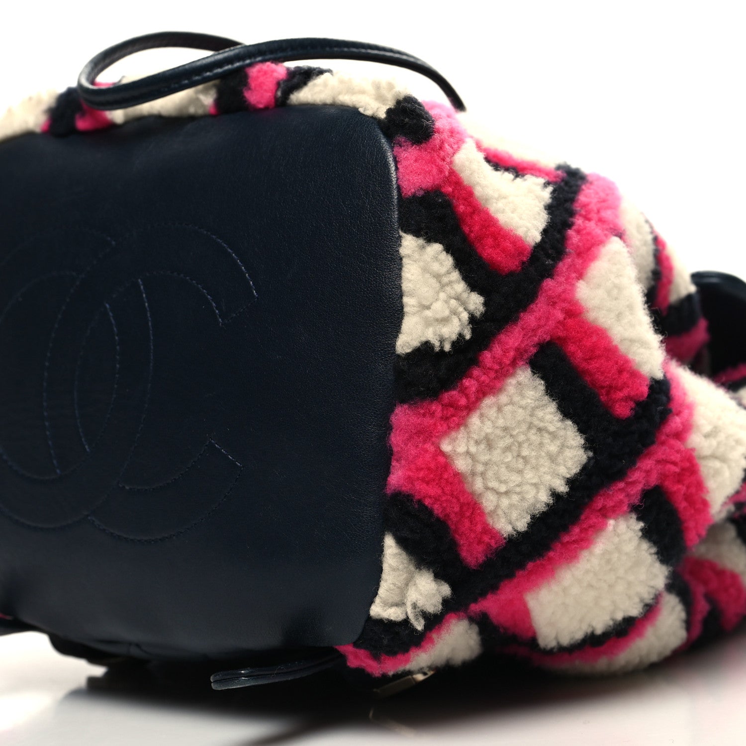 Chanel Lambskin Shearling Small Urban Spirit Backpack White Fuchsia Navy 10 of 10