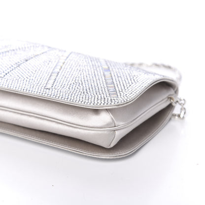 Judith Leiber Swarovski Crystal Satin Minaudiere Clutch Silver 9 of 12
