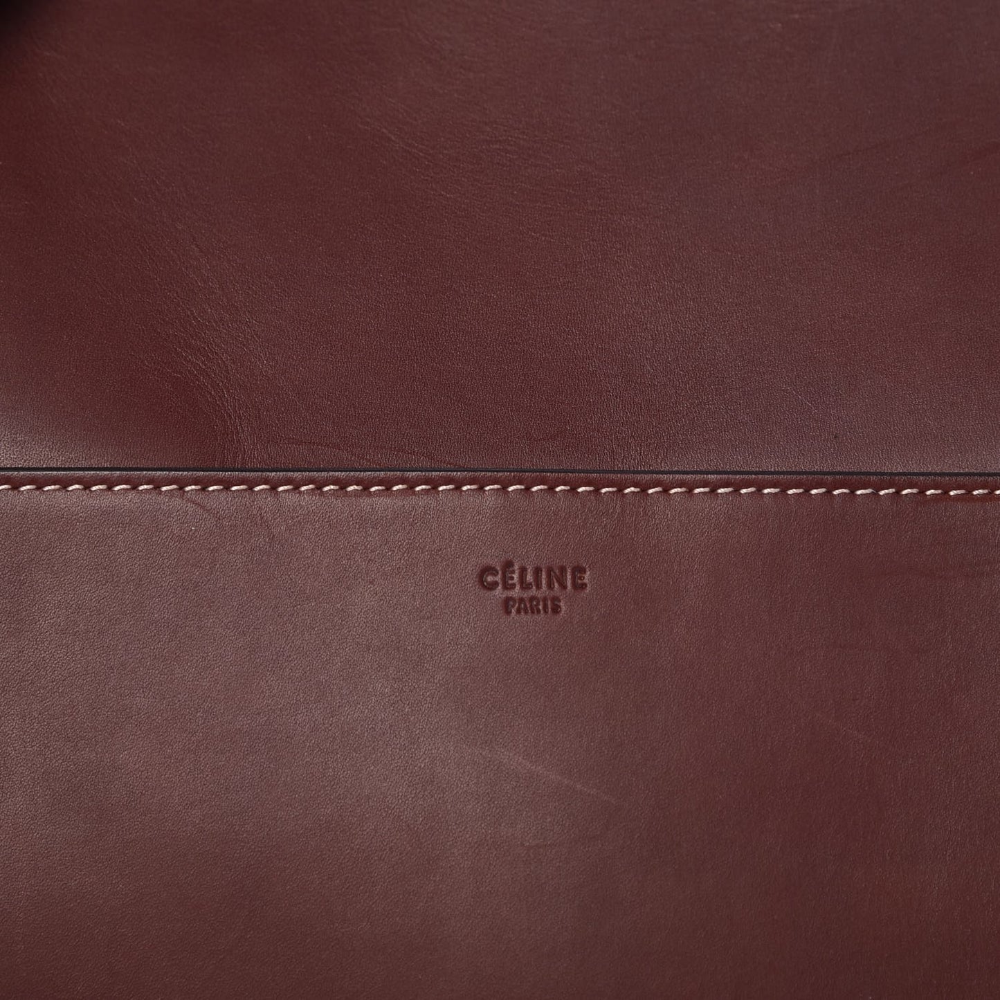 Natural Calfskin Sangle Bucket Bag Burgundy