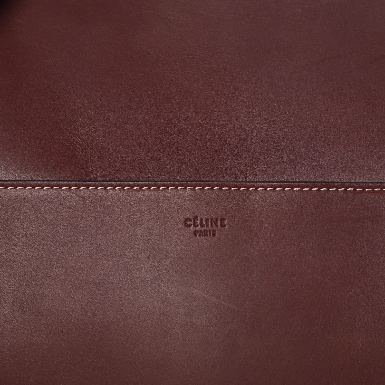 Celine Natural Calfskin Sangle Bucket Bag Burgundy 7 of 7