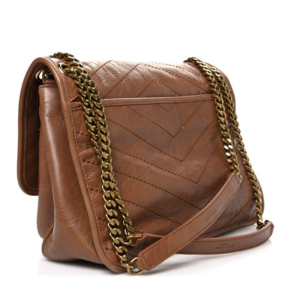 Saint Laurent Crinkled Calfskin Matelasse Monogram Medium Niki Chain Satchel Caramel 3 of 12