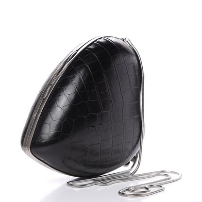 Saint Laurent Calfskin Crocodile Embossed Monogram Love Box Bag Black 3 of 10