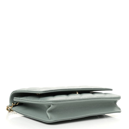 Chanel Caviar Quilted Wallet On Chain WOC Light Grey 4 of 11