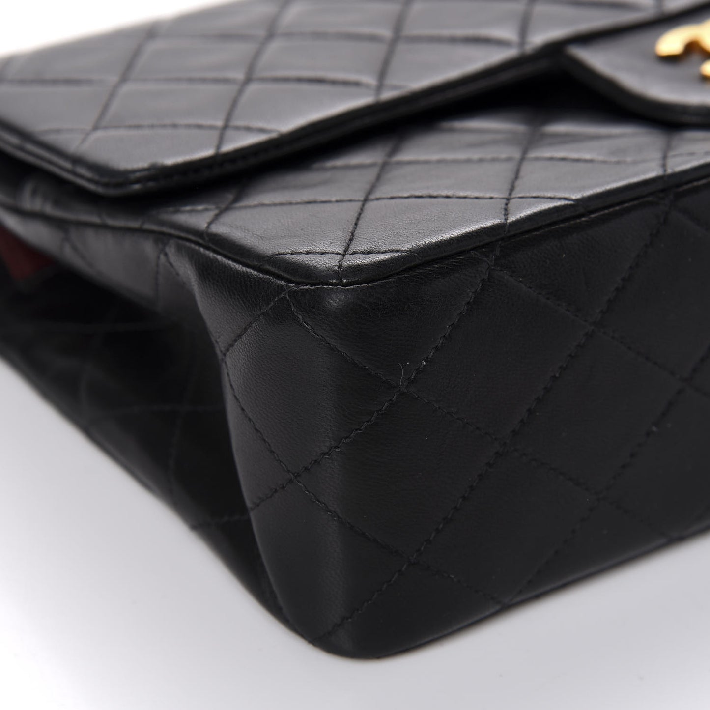Lambskin Quilted Medium Double Flap Black