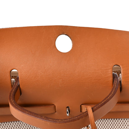 Hermes Toile Vache Calfskin Herbag 30 PM Black Natural 10 of 16