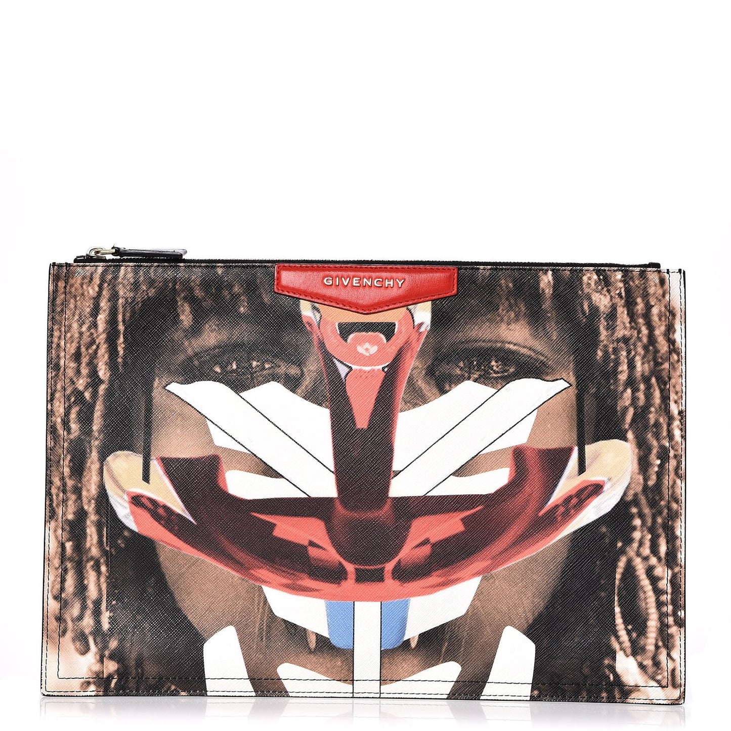 Coated Canvas Tribal Girl Print Large Antigona Pouch