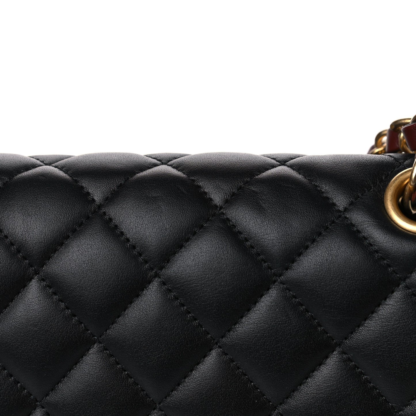 Calfskin Quilted Strap Into Flap Bag Black Brown