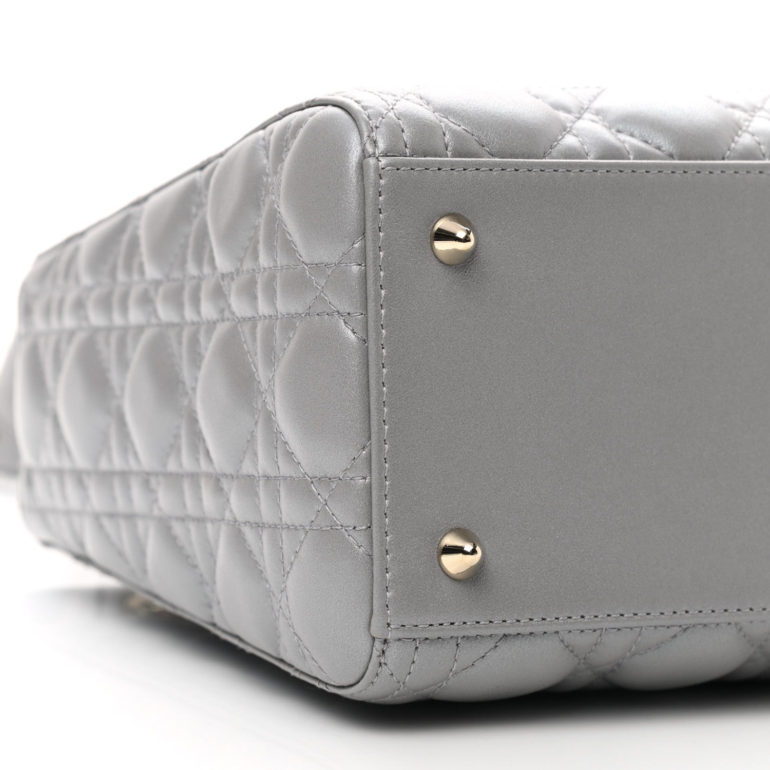Christian Dior Pearly Lambskin Cannage Medium Lady Dior Grey 9 of 10