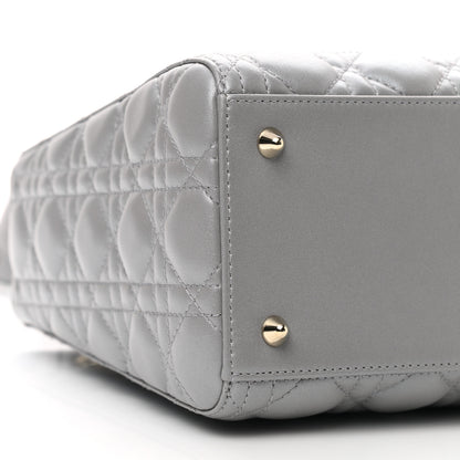 Christian Dior Pearly Lambskin Cannage Medium Lady Dior Grey 9 of 10