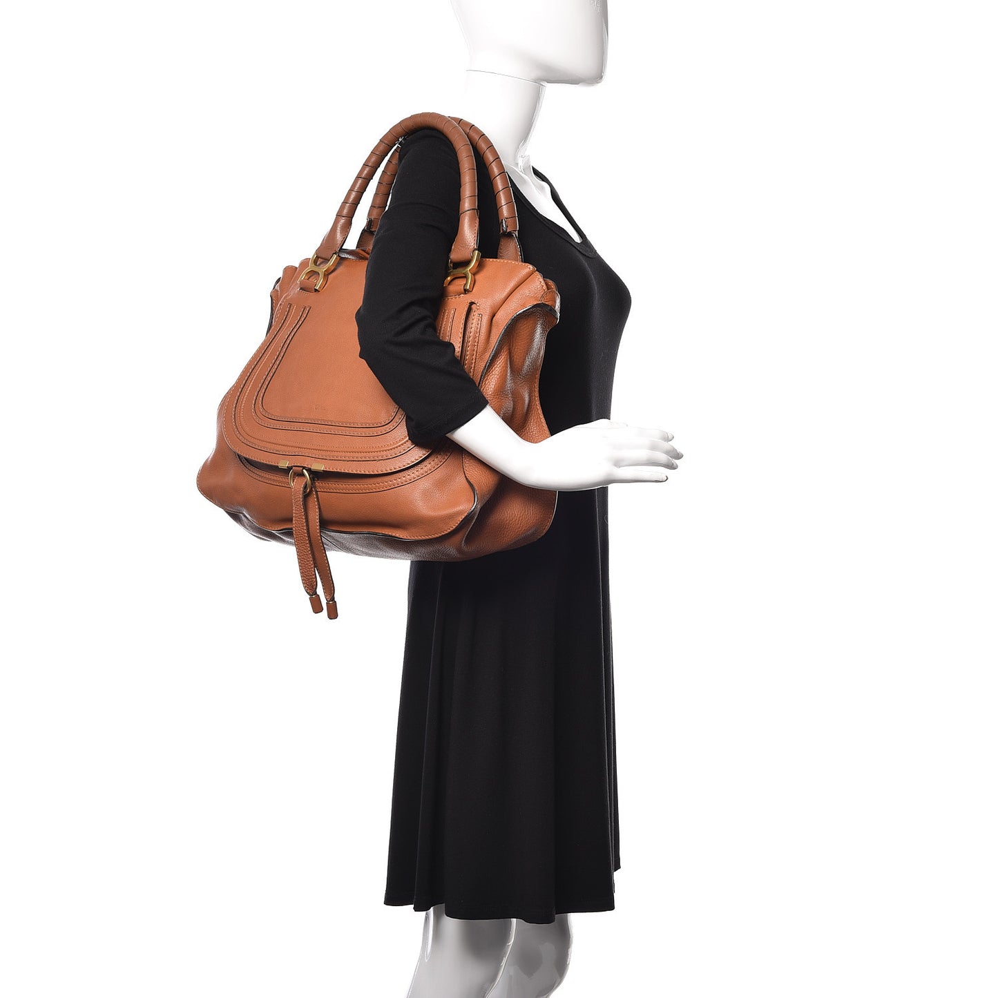 Calfskin Large Marcie Satchel Tan