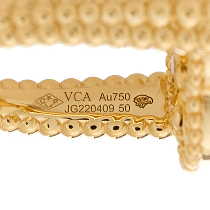 Van Cleef & Arpels 18K Yellow Gold Diamond Blue Agate Reversible Guilloche Vintage Alhambra Ring 50 5.25 5 of 5