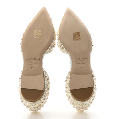 Jimmy Choo Pearl Satin Sabine Flats 39 White 5 of 8