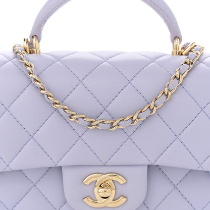 Chanel Lambskin Quilted Mini Top Handle Rectangular Flap Light Purple 8 of 11