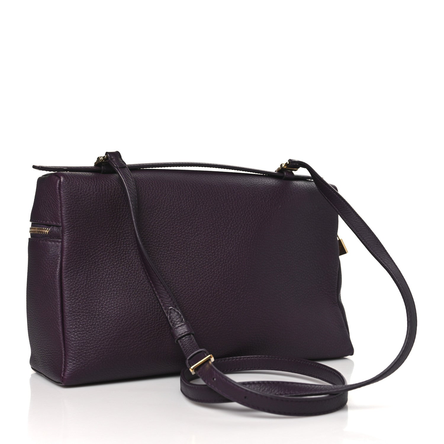 Loro Piana Grained Calfskin L19 Extra Pocket Pouch Plum 3 of 11
