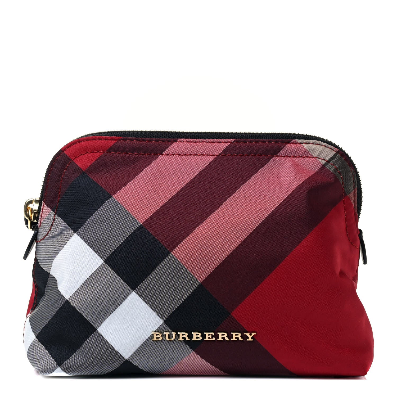 Burberry Nylon Nova Check Zip Top Pouch Red 1 of 4