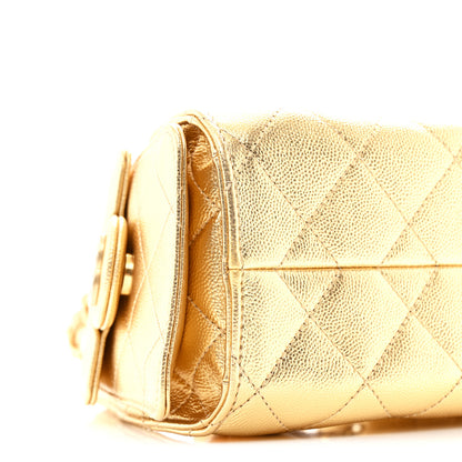 Chanel Metallic Caviar Quilted Mini Chanel 25 Handbag Gold 9 of 11