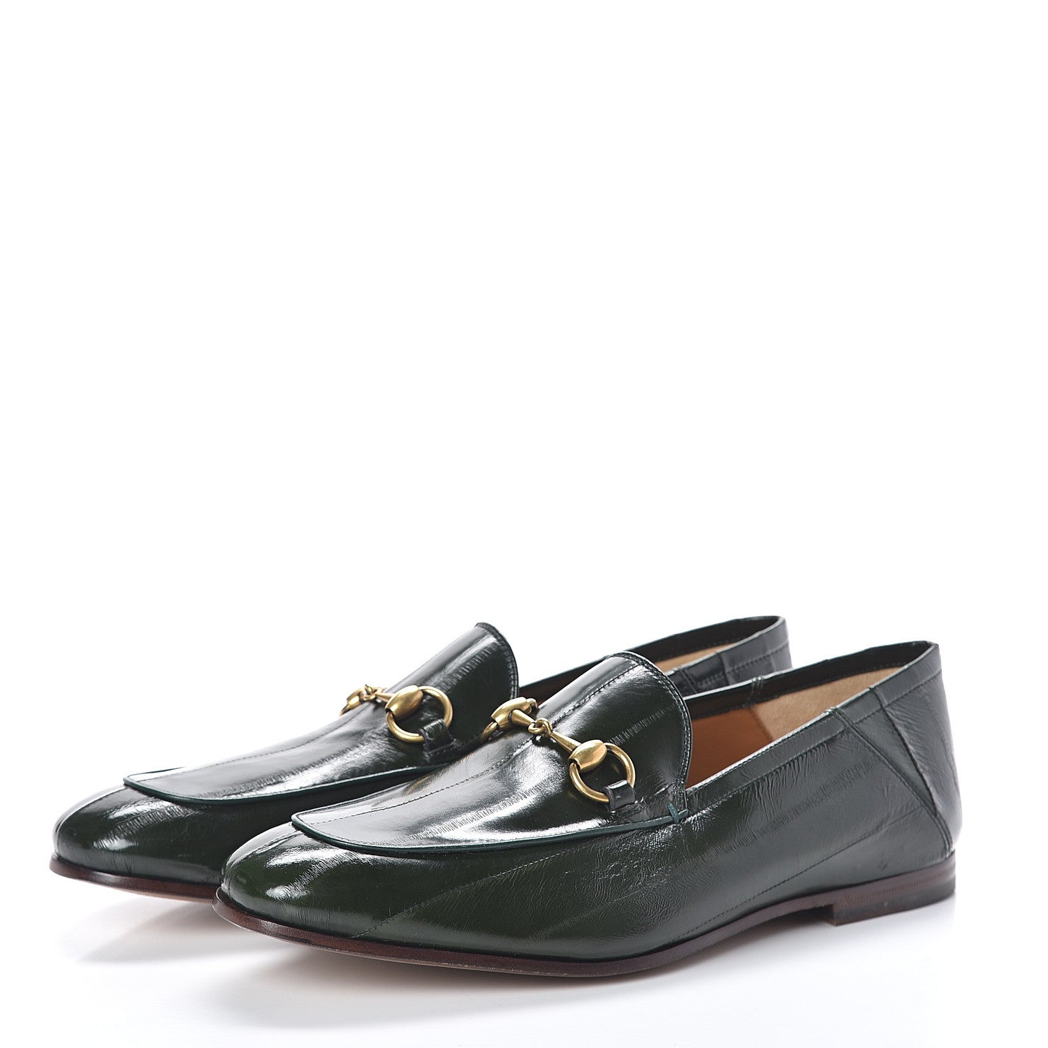 Gucci Eel Mens Brixton Horsebit Loafers 7 Verde 3 of 8