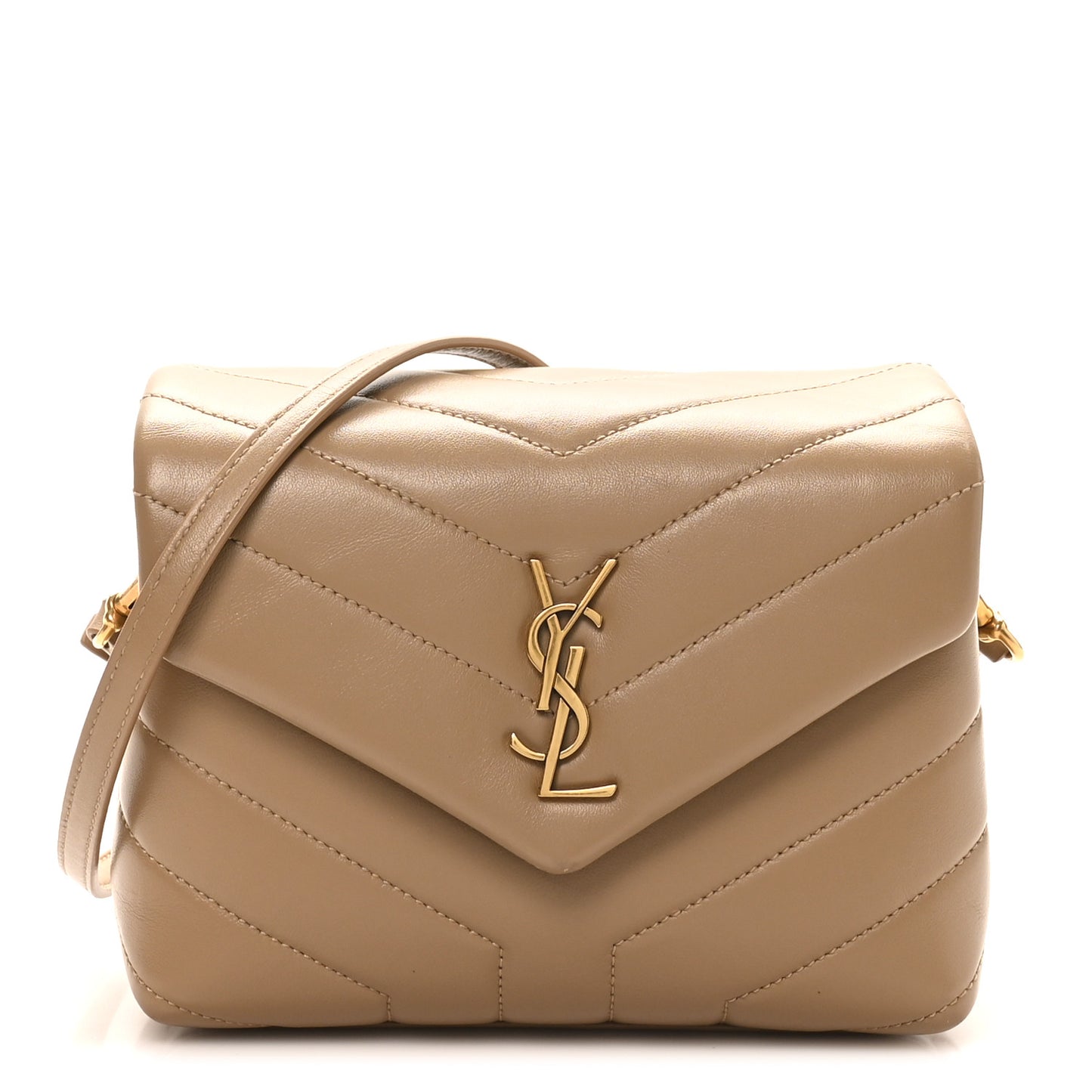 Calfskin Y Quilted Monogram Toy Loulou Crossbody Bag Dark Latte