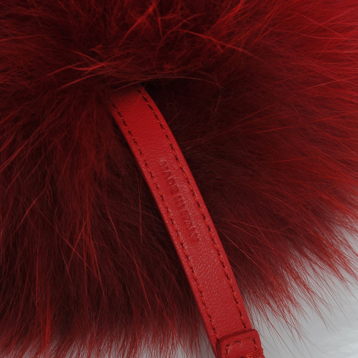Fox Fur Shiny Nappa Heart Pom Pom Bag Charm Rosso Rosa