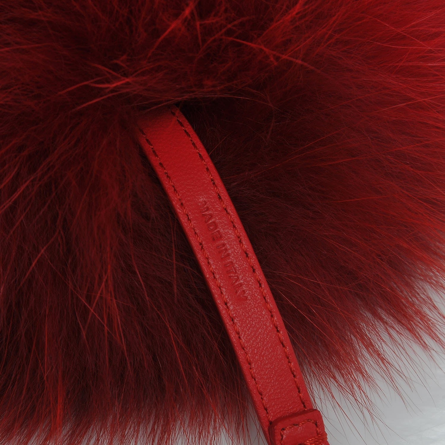 Fendi Fox Fur Shiny Nappa Heart Pom Pom Bag Charm Rosso Rosa 3 of 4
