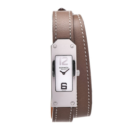 Hermes Stainless Steel Swift 15mm Kelly II Double Tour Quartz Watch Etoupe 1 of 6