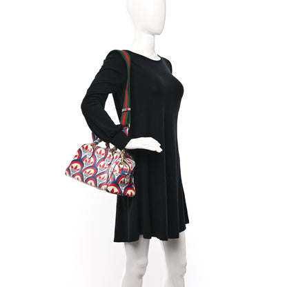 Gucci X ADIDAS Shangai Calfskin Web Trefoil Interlocking G Mini Duffle Bag Red White Blue 2 of 11