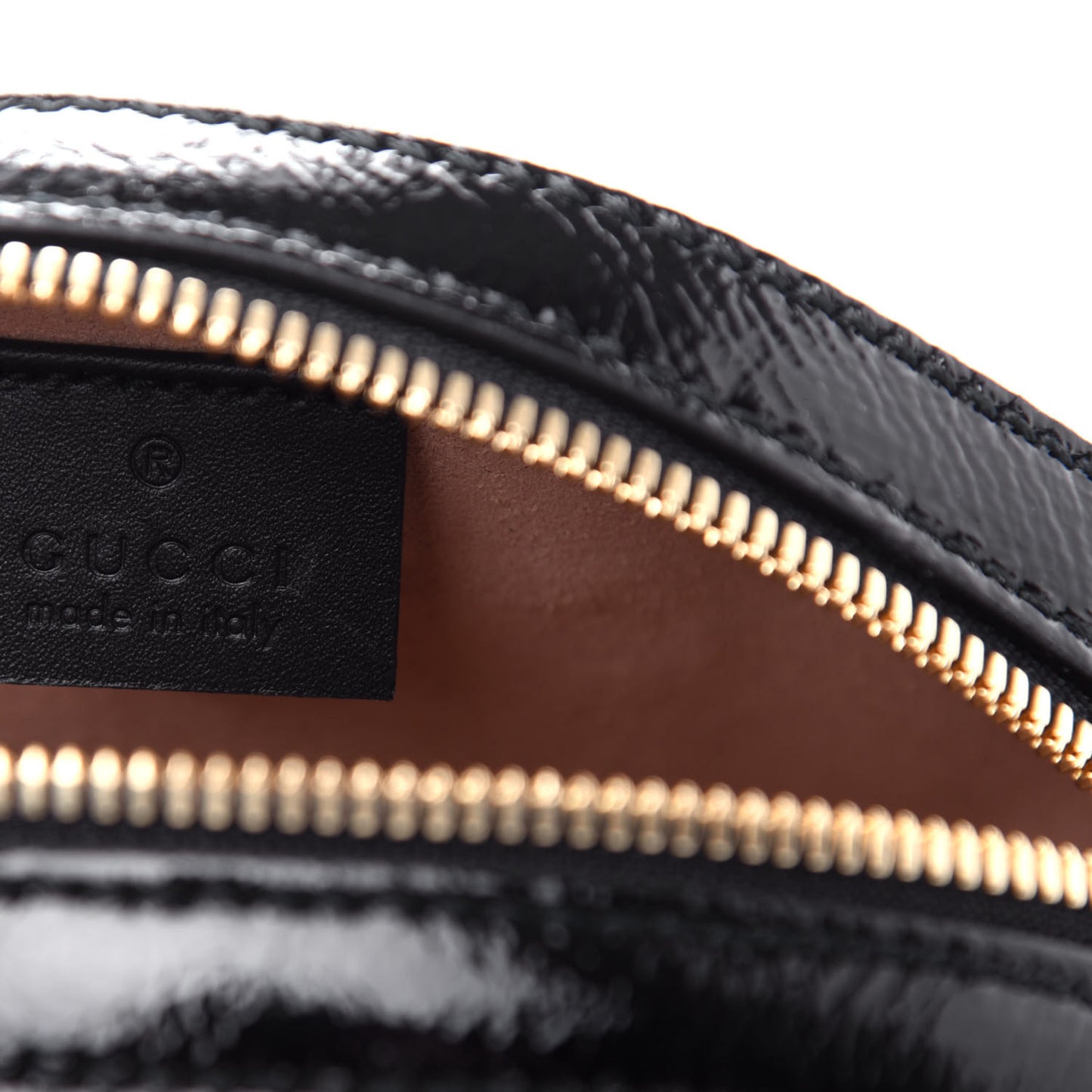 Suede Patent Web Mini Ophidia Round Shoulder Bag Black
