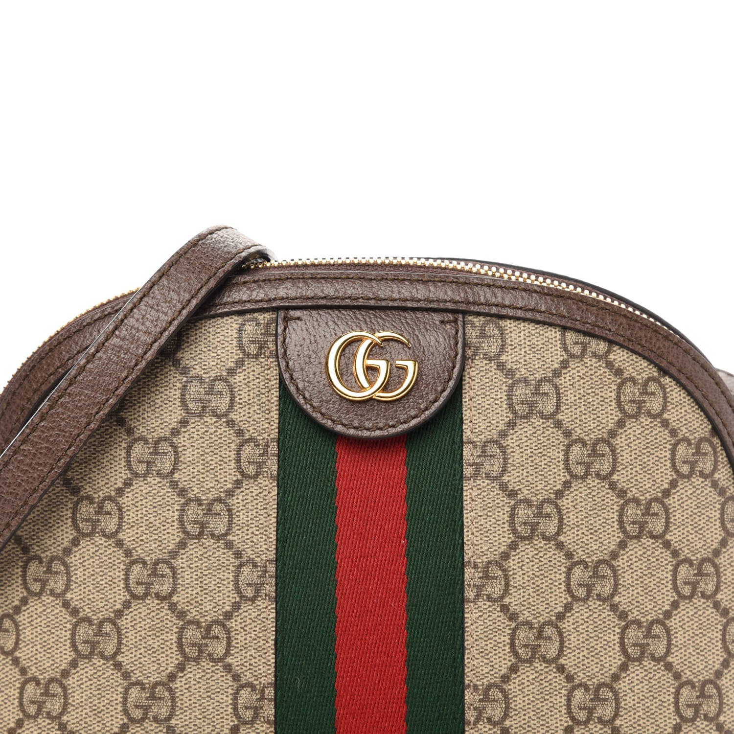Gucci GG Supreme Monogram Textured Dollar Calfskin Web Small Ophidia Dome Shoulder Bag Beige Ebony New Acero 11 of 11