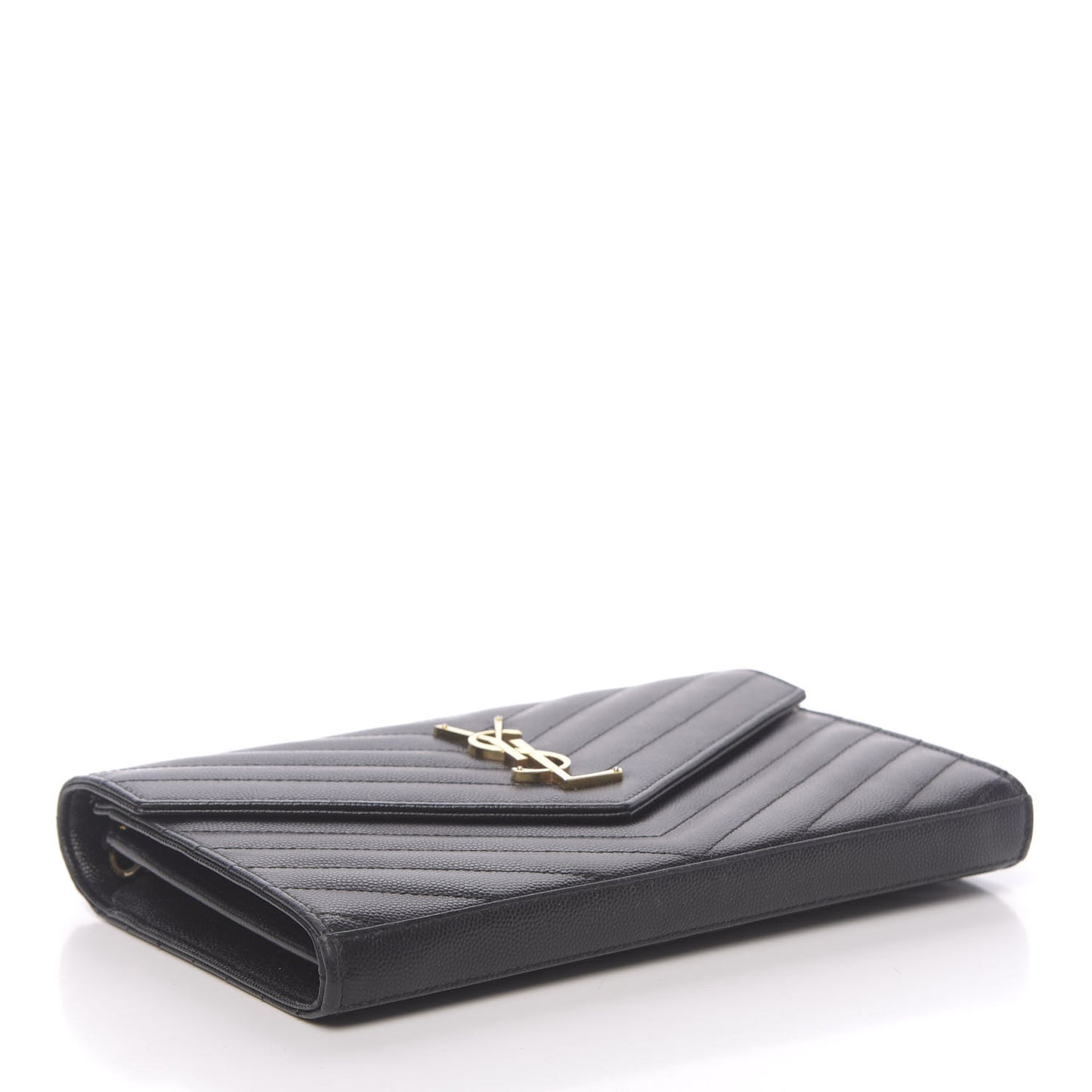 Grain De Poudre Matelasse Chevron Monogram Chain Wallet Black