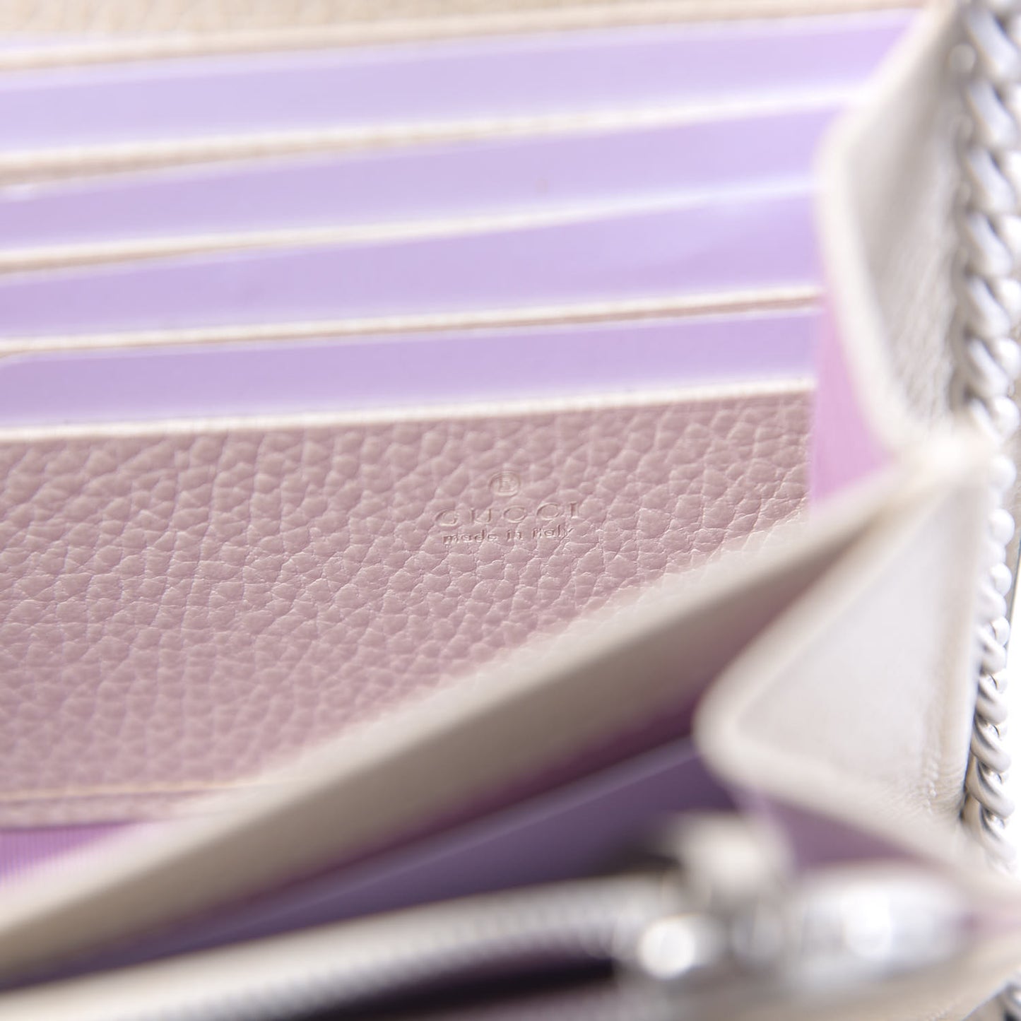 Dollar Calfskin Mini Dionysus Chain Wallet Mystic White