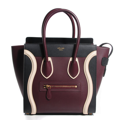 Celine Smooth Calfskin Micro Tri-Color Luggage Burgundy 1 of 8
