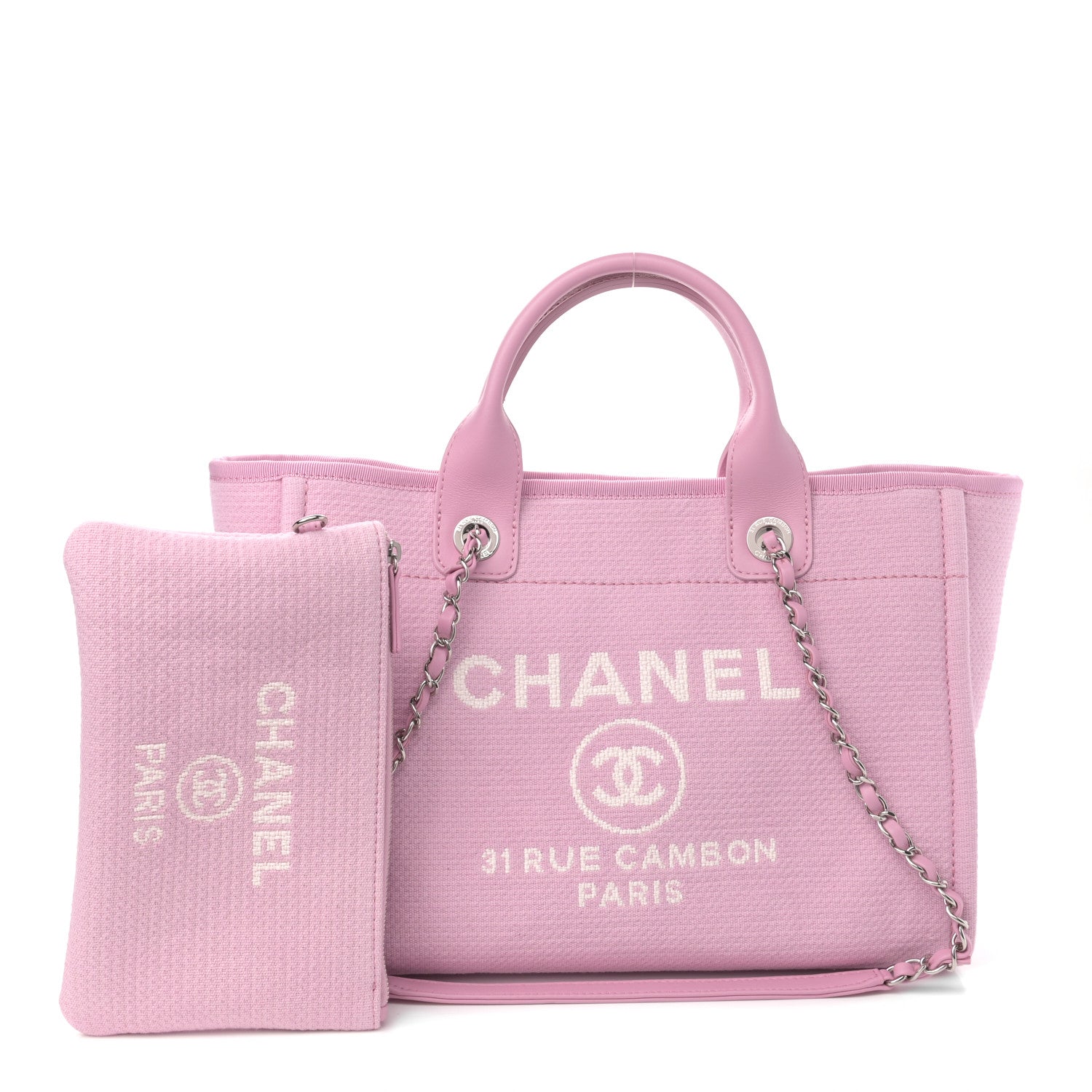 Chanel Mixed Fibers Small Deauville Tote Pink 1 of 11