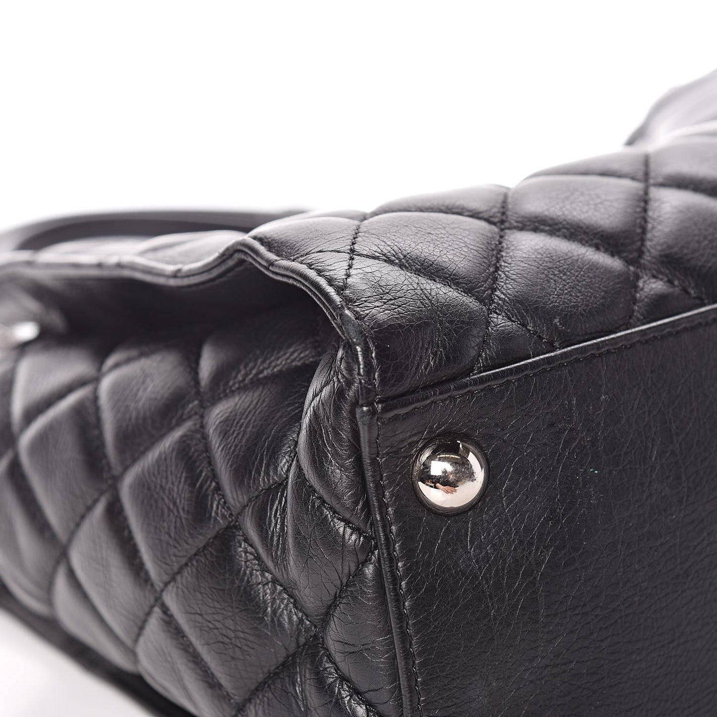 Calfskin Quilted Small Chic and Soft Shopping Tote Black