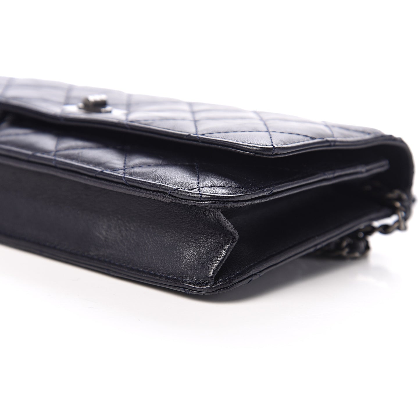 Aged Calfskin Quilted Reissue Wallet On Chain WOC Navy