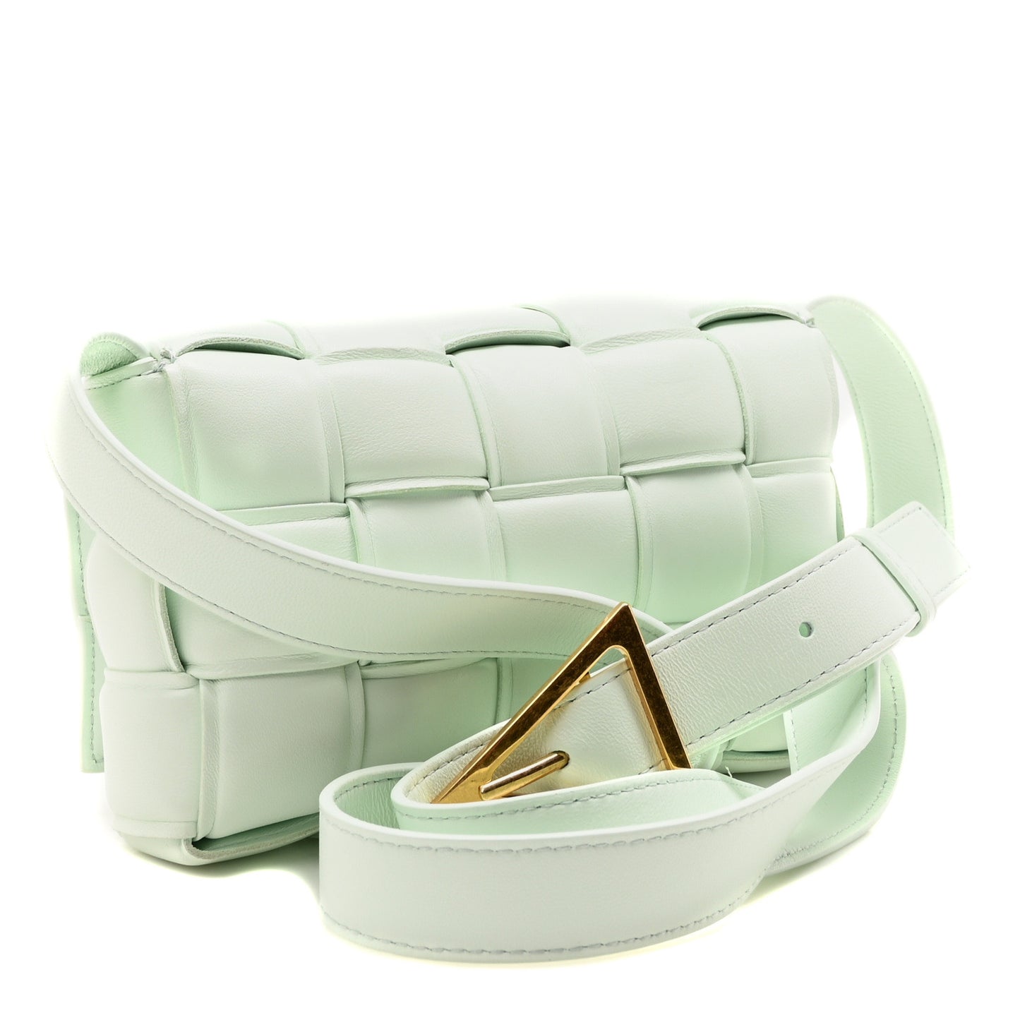 Nappa Maxi Intreccio Small Padded Cassette Crossbody Bag Glacier