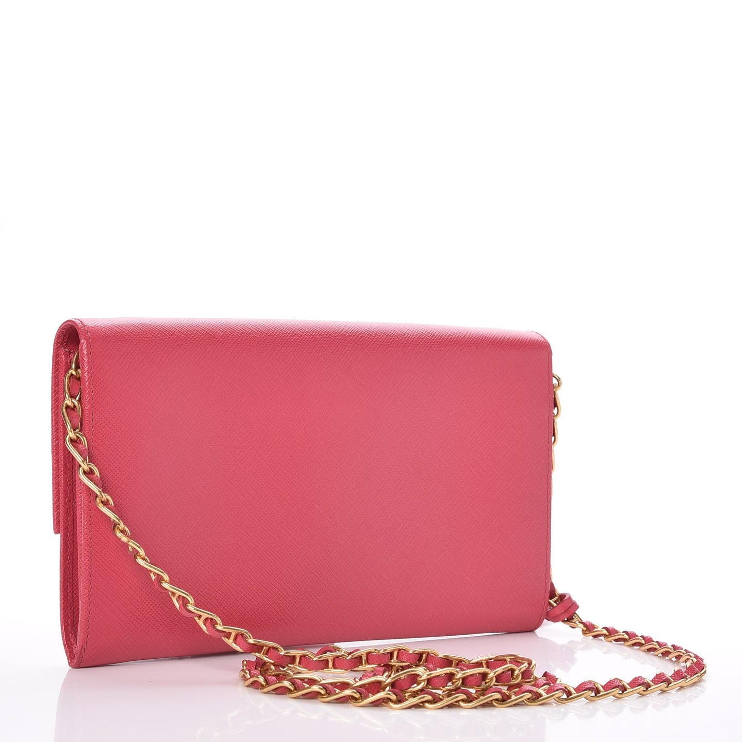Saffiano Lux Detachable Chain Clutch Wallet Peonia