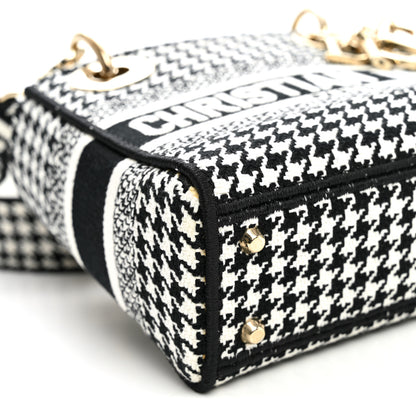 Christian Dior Canvas Houndstooth Embroidered Mini Lady D-Lite Black White 8 of 10
