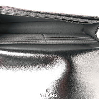 Chanel Hammered Metallic Calfskin Quilted Wallet On Chain WOC Silver 5 of 10