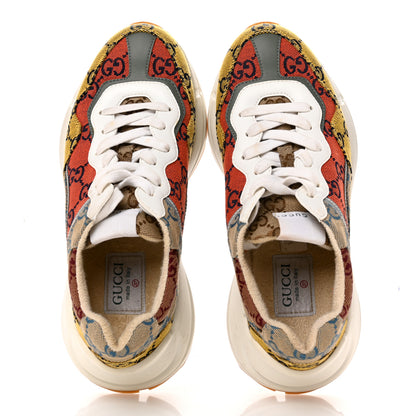 Gucci Monogram Multicolor Demetra Womens Rhyton Sneakers 37 Yellow Blue Great White Tabasco 2 of 11