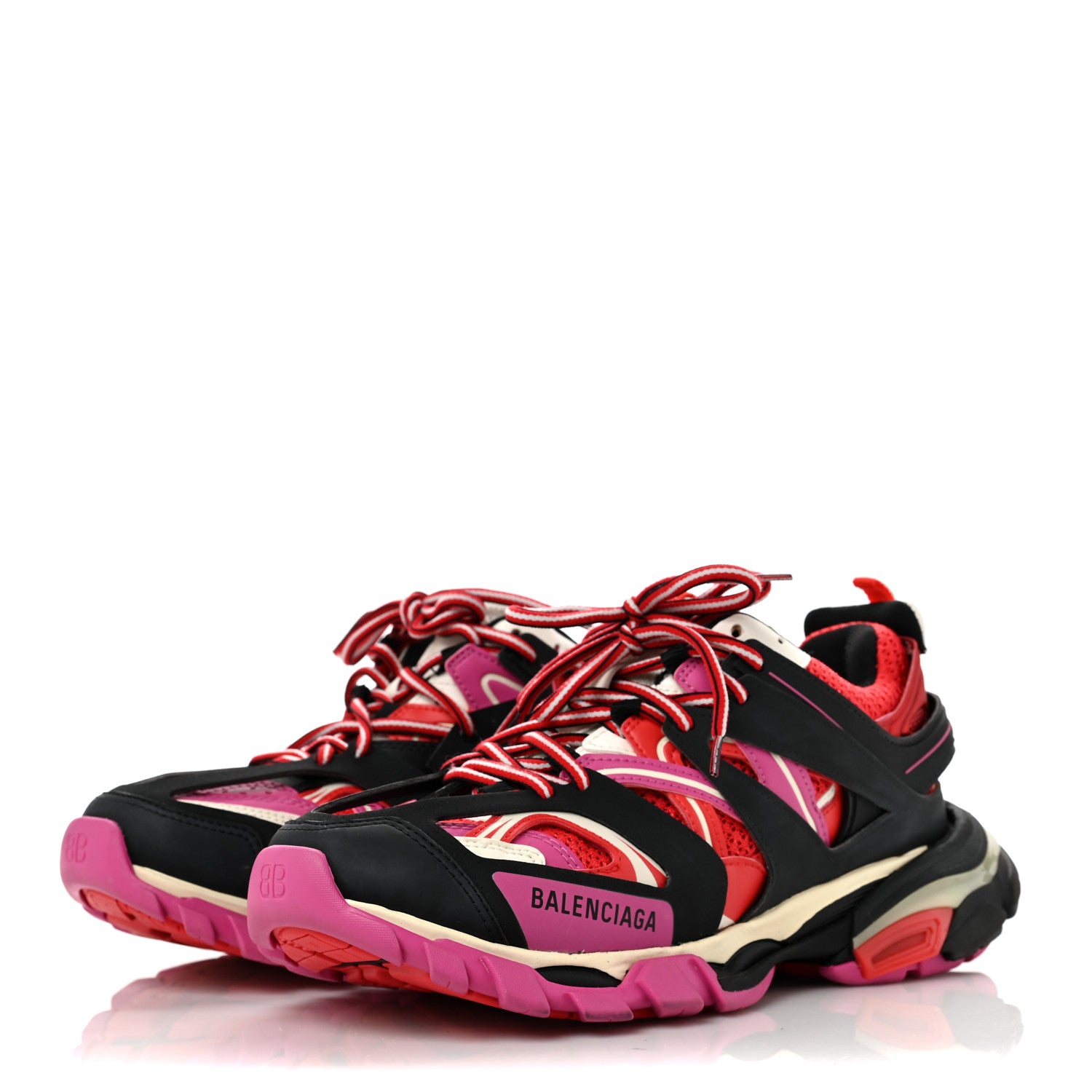 Balenciaga Mesh Nylon Womens Track Sneakers 40 Black Pink Red 3 of 8