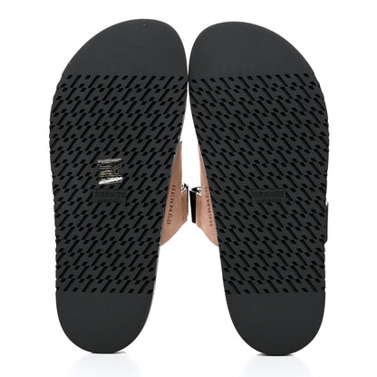 Hermes Suede Goatskin Womens Chypre Sandals 40 Beige Black 5 of 9