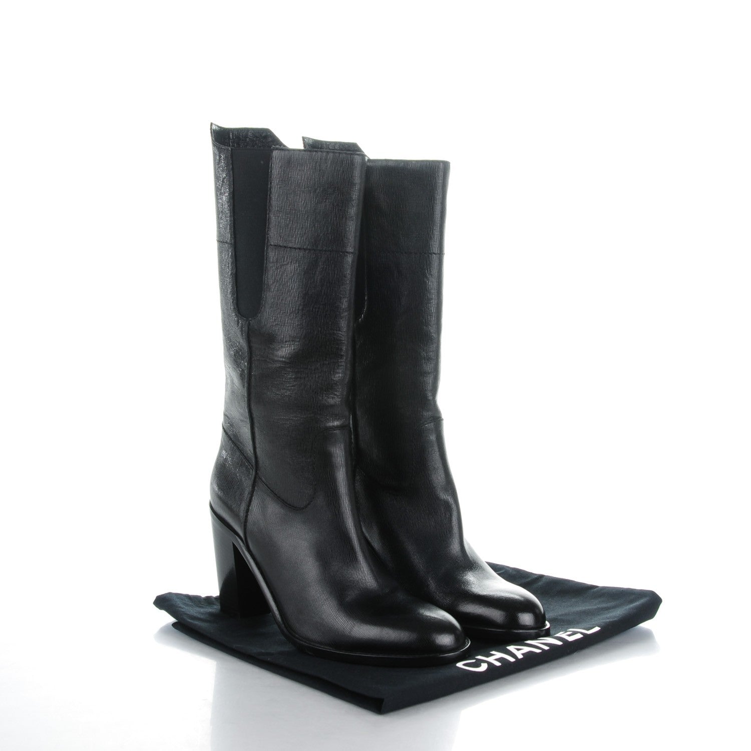 Chanel Textured Calfskin Knee High Boots 39.5 Black 8 of 8