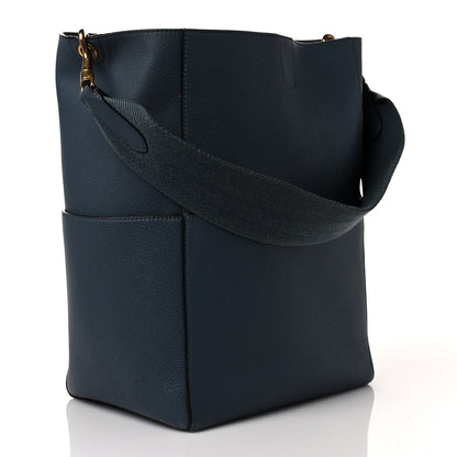 Celine Soft Grained Calfskin Sangle Bucket Bag Navy Blue 2 of 9