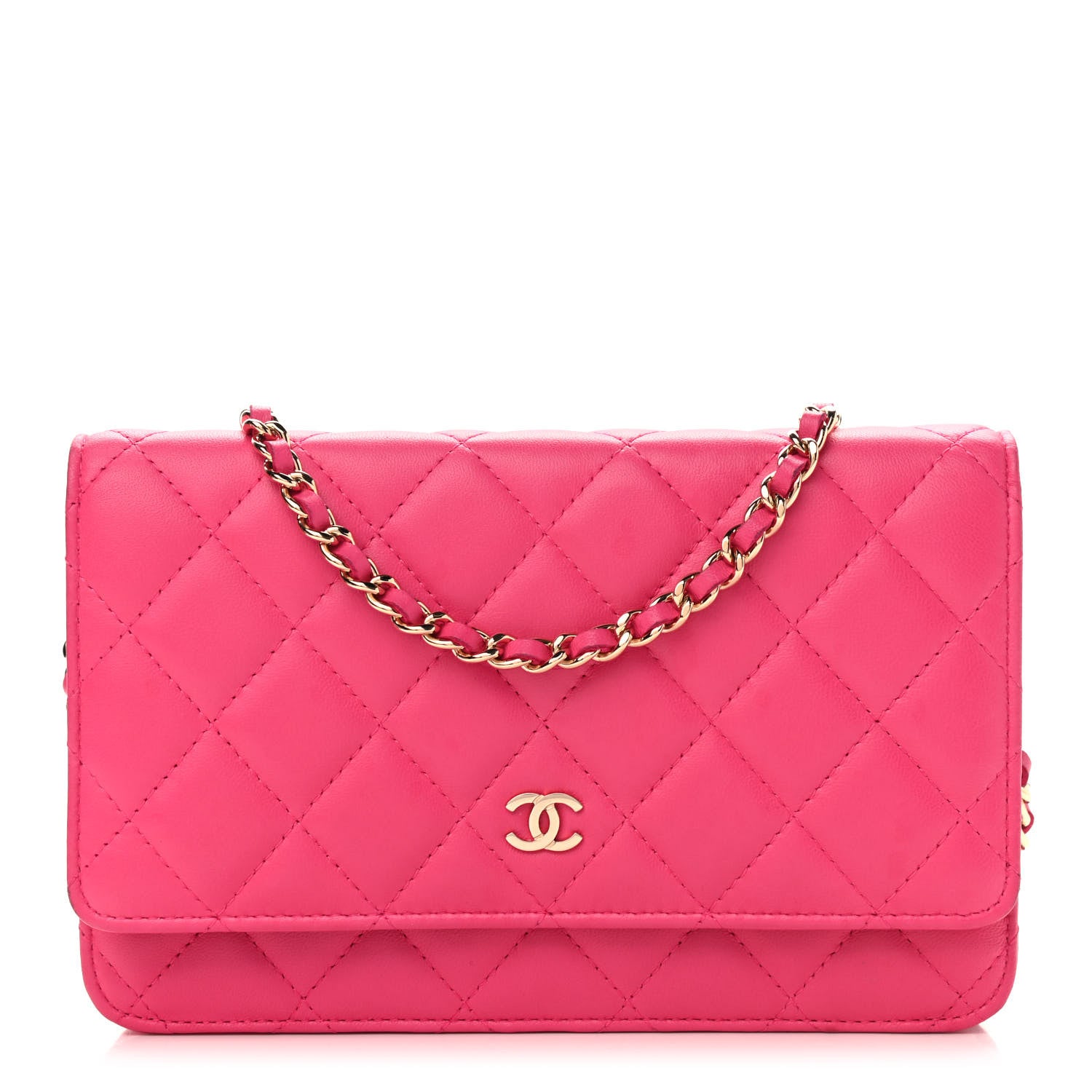 Chanel Lambskin Quilted Wallet On Chain WOC Pink 1 of 13