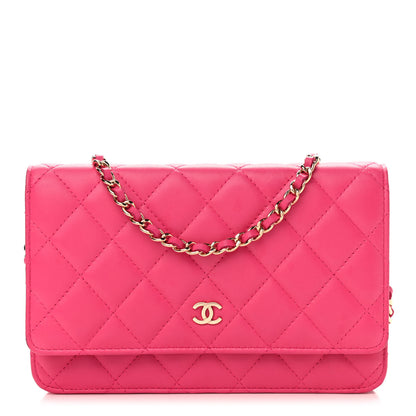 Chanel Lambskin Quilted Wallet On Chain WOC Pink 1 of 13