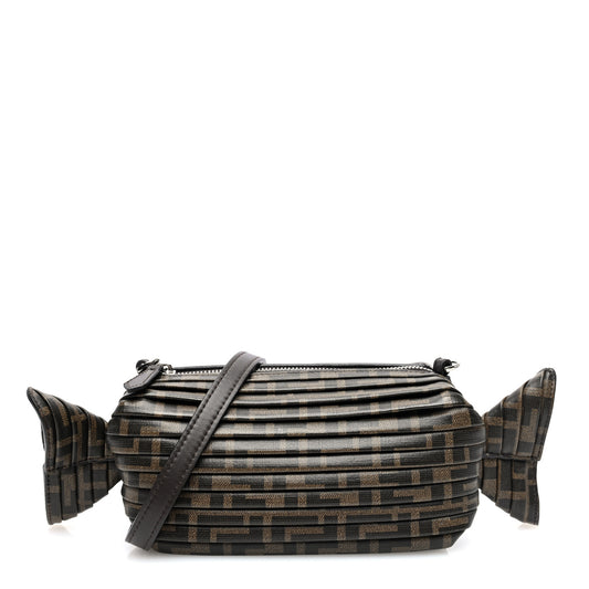 Glazed Fabric FF Pleated Candy Bag Brown