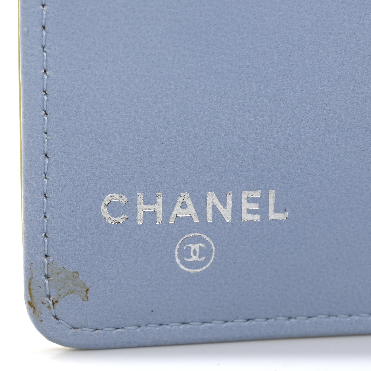 Patent Calfskin Lucky Symbols Yen Wallet Light Blue